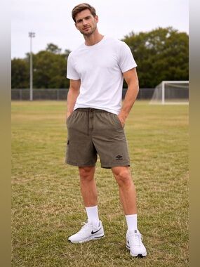Vintage 90s Umbro Shorts Large Olive Ripstop Cotton Athletic Soccer